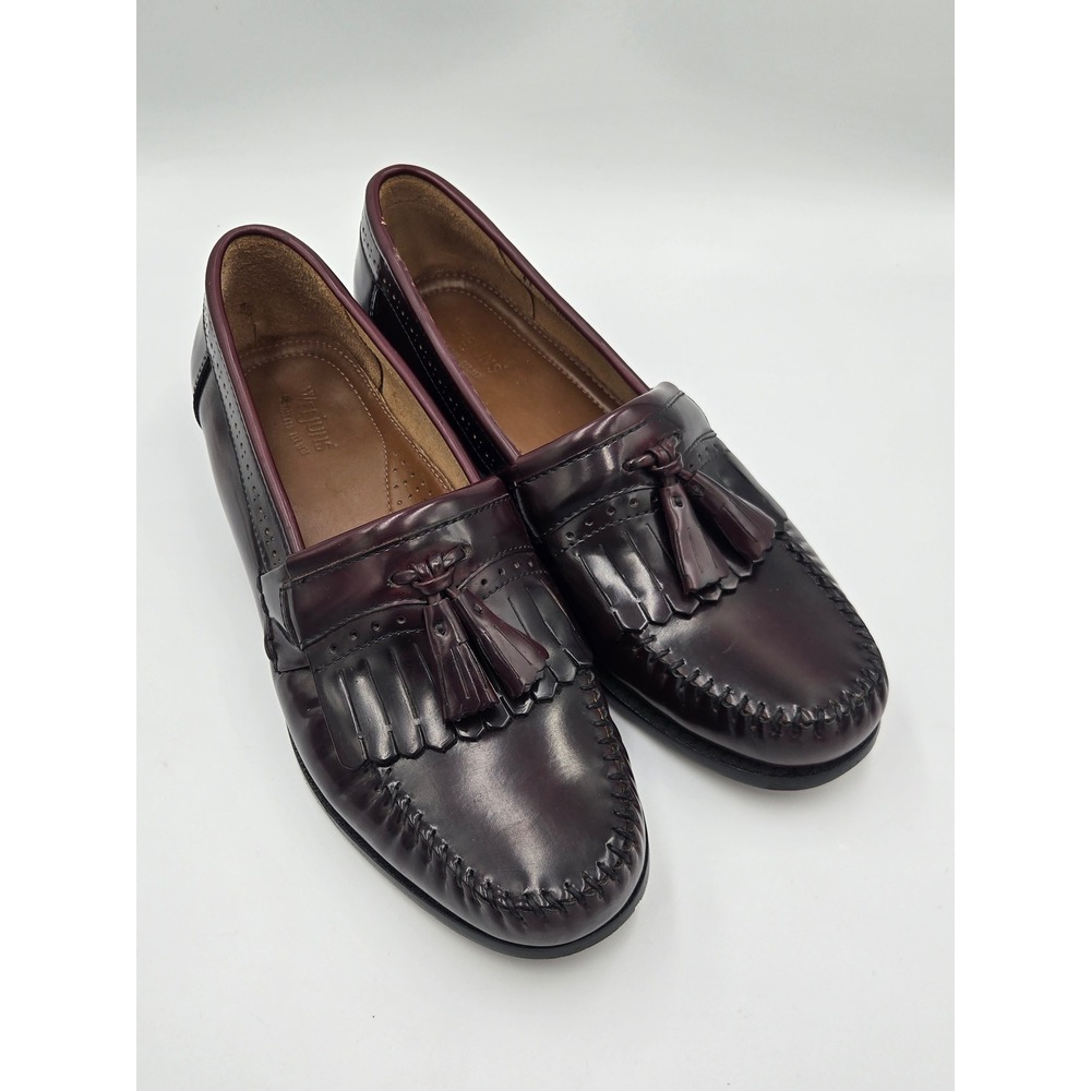 GH Bass Weejuns Mens 11 D Burgundy Leather Tassel Kiltie Loafers 0034 1820